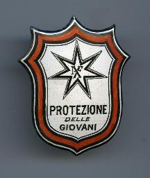 "Protezione delle giovani" Brosche (siebenzackiger Stern im Schild des Heiligen Michael)