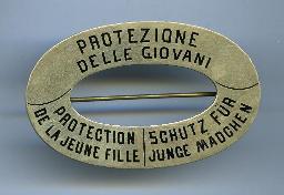 Brosche Freundinnen junger Mädchen: "Protection de la jeune fille - Prozetione delle giovani - Schutz für junge Mädchen"